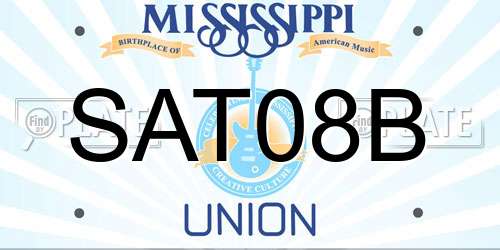 SAT08B Mississippi License Plate