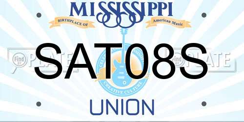 SAT08S Mississippi License Plate