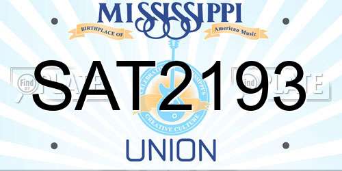 SAT2193 Mississippi License Plate