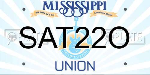 SAT22O Mississippi License Plate