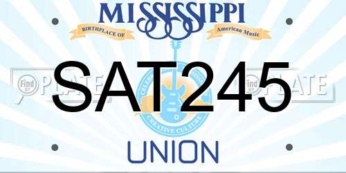 SAT245 Mississippi License Plate