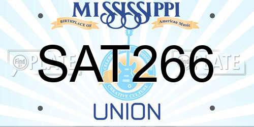 SAT266 Mississippi License Plate