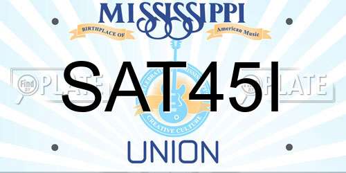 SAT45I Mississippi License Plate
