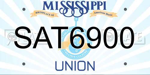 SAT6900 Mississippi License Plate