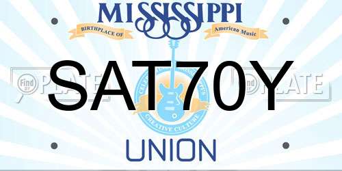 SAT70Y Mississippi License Plate