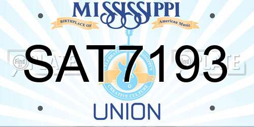 SAT7193 Mississippi License Plate