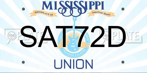 SAT72D Mississippi License Plate