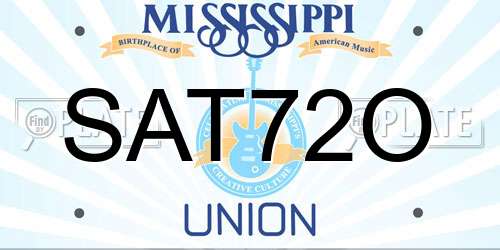 SAT72O Mississippi License Plate
