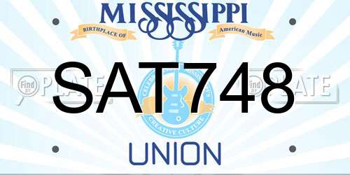 SAT748 Mississippi License Plate