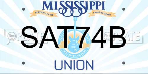 SAT74B Mississippi License Plate