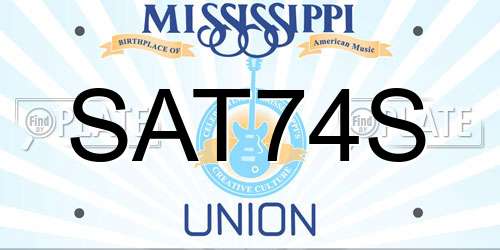 SAT74S Mississippi License Plate