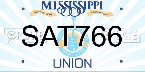 SAT766 Mississippi License Plate