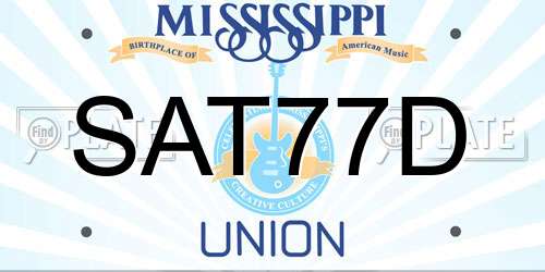 SAT77D Mississippi License Plate