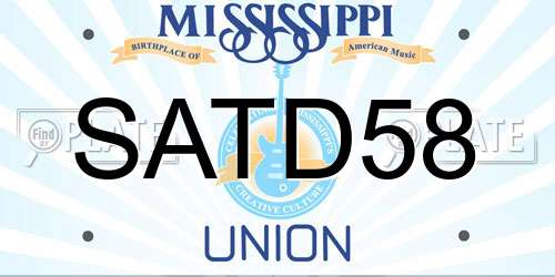SATD58 Mississippi License Plate
