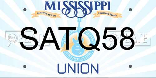 SATQ58 Mississippi License Plate