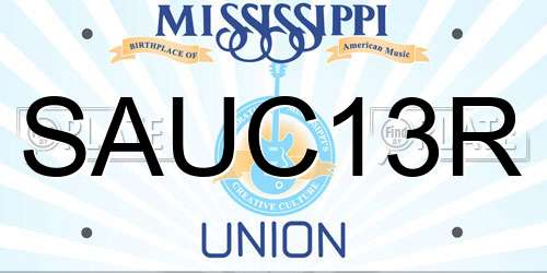 SAUC13R Mississippi License Plate