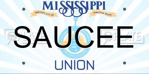 SAUCEE Mississippi License Plate