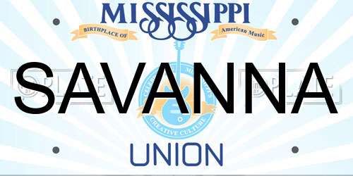 SAVANNA Mississippi License Plate
