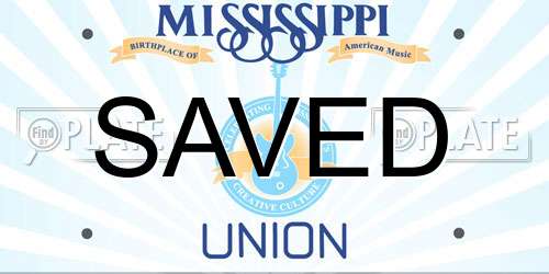 SAVED Mississippi License Plate