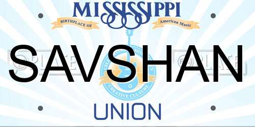SAVSHAN Mississippi License Plate