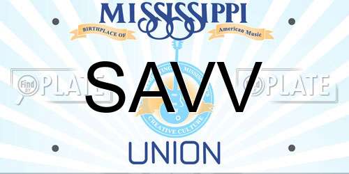 SAVV Mississippi License Plate
