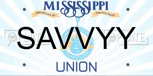 SAVVYY Mississippi License Plate