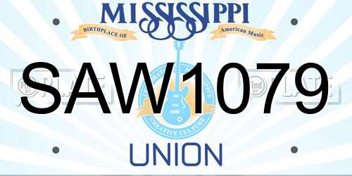 SAW1079 Mississippi License Plate