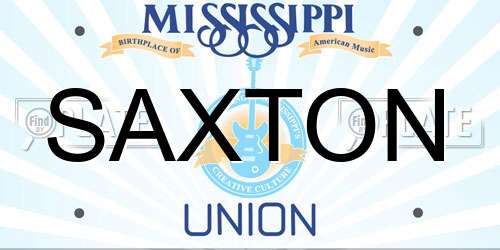 SAXTON Mississippi License Plate