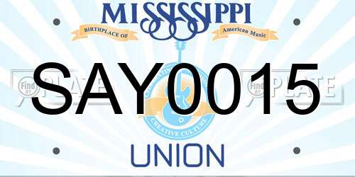 SAY0015 Mississippi License Plate