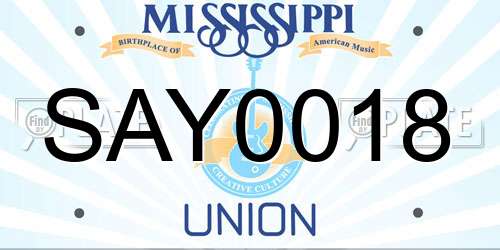 SAY0018 Mississippi License Plate