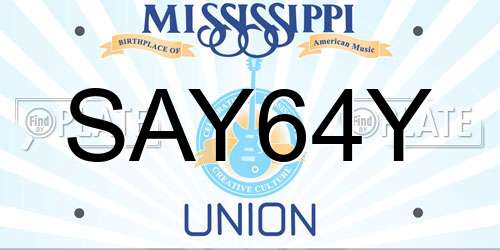 SAY64Y Mississippi License Plate