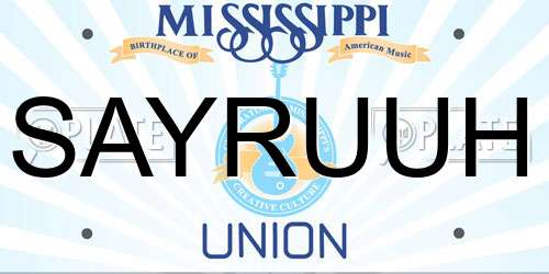 SAYRUUH Mississippi License Plate