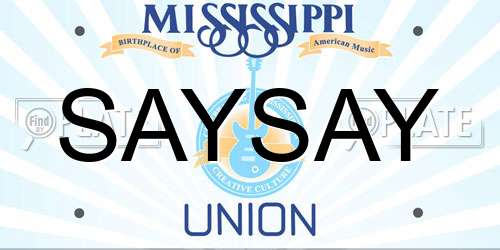 SAYSAY Mississippi License Plate