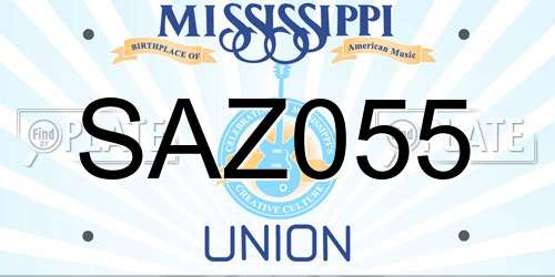 SAZ055 Mississippi License Plate