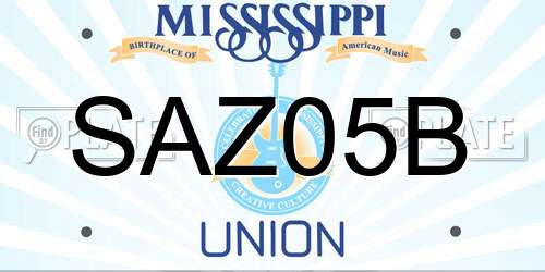 SAZ05B Mississippi License Plate