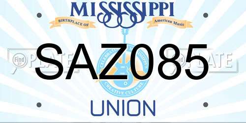 SAZ085 Mississippi License Plate