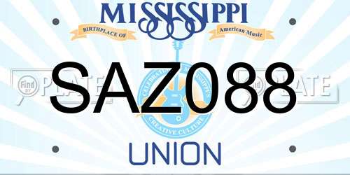 SAZ088 Mississippi License Plate