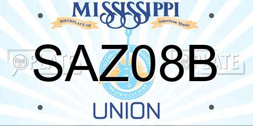SAZ08B Mississippi License Plate