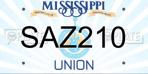 SAZ210 Mississippi License Plate