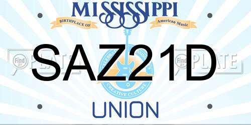 SAZ21D Mississippi License Plate