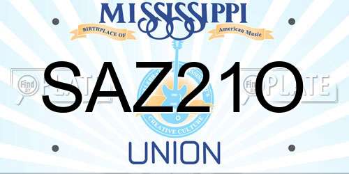 SAZ21O Mississippi License Plate
