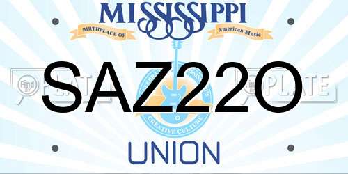 SAZ22O Mississippi License Plate