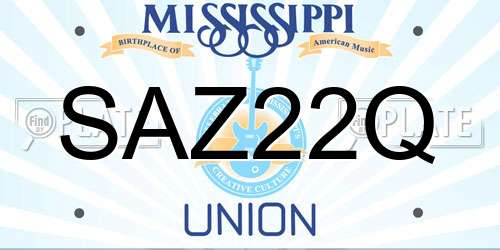 SAZ22Q Mississippi License Plate