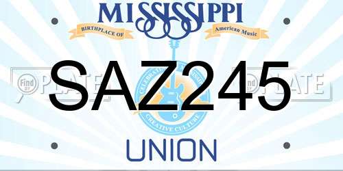SAZ245 Mississippi License Plate