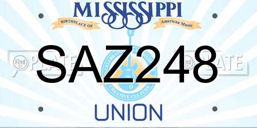 SAZ248 Mississippi License Plate
