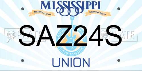 SAZ24S Mississippi License Plate