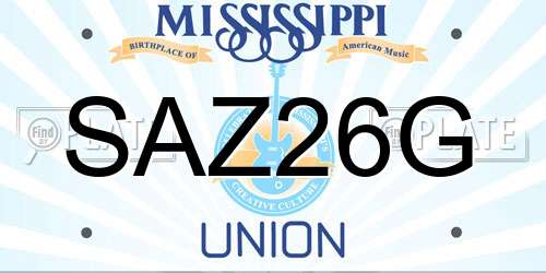 SAZ26G Mississippi License Plate