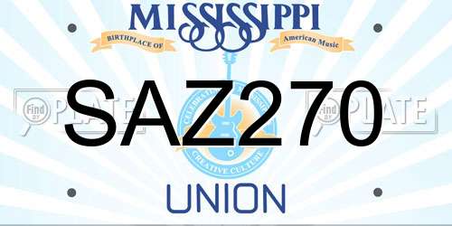 SAZ270 Mississippi License Plate