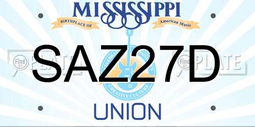 SAZ27D Mississippi License Plate