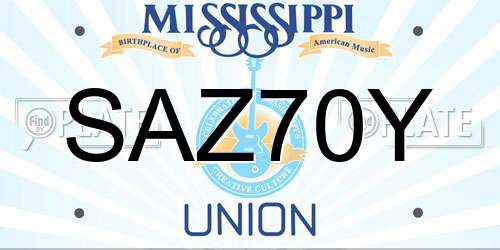 SAZ70Y Mississippi License Plate